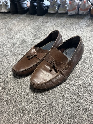 Brown leather tassel loafers - brown,