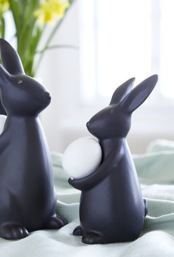Shabby chic black bunny - black,