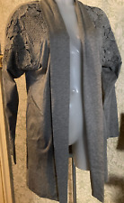 Zimmerli ladies cotton bed jacket cardigan robe M grey lacework NEW swiss brand