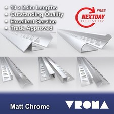 10 X Tile Trim Matt Chrome