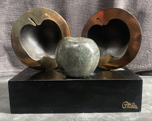 Bronze atala apple sculpture - apple,