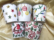 Bundle Emma Bridgewater M&S Flower Shop Metal Plant Pots x 5 Christmas Job Lot