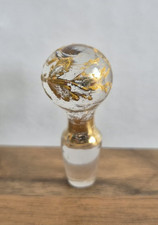 Antique SOLID GLASS Perfume Bottle STOPPER with GILT DECORATION - 41mm (140)