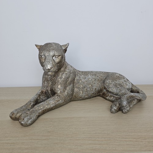 Siver gold leopard figurine - siver,