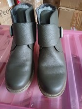 Olive Leather EMU fully Sheepskin lined boots With Side Buckle