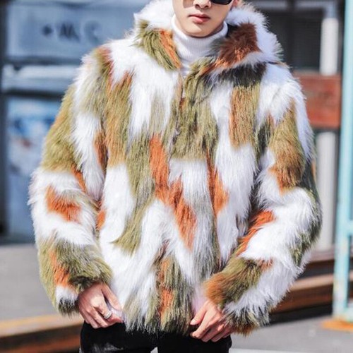 Men faux fur coat - faux,