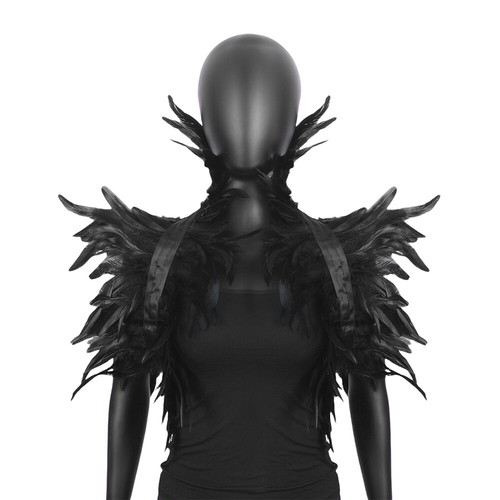 Gothic natural feather collar - gothic,