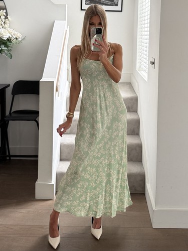 Zara mint green floral satin - zara,