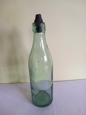 Antique Pale Green Glass Bottle -R. Whites & Sons, London With Screw Stopper