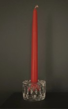 Swedish Orrefors glass candle holder legend leaves MCM 1970s Scandi signed 