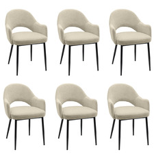 Set of 6 Beige Upholstered