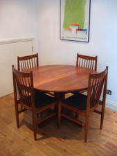 VINTAGE 1960s ARNE VODDER MODEL 422 TEAK DINING CHAIRS & TABLE - DANISH SIBAST