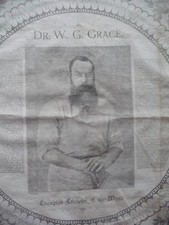 W G Grace.  Champion Cricketer.  His 100 Centuries.   Large cotton cloth.  1895.