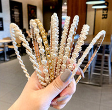 Ladies Gold Pearl Headband Hairband Crystal Head Band Hair Hoop Accessories UK