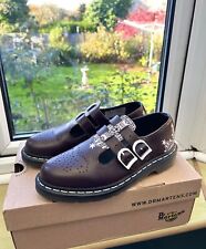 Dr Martens 8065 Lace Mary Jane Double Buckle White Paisley Burgundy UK 6 Purple