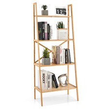 4-Tier Bamboo Ladder Bookshelf