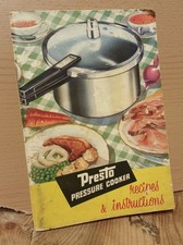 Presto Pressure Cooker Recipes And Instruction Booklet circa 1960s.