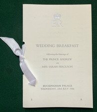 Antique Royal Wedding Breakfast Menu Buckingham P Prince Andrew & Sarah Ferguson