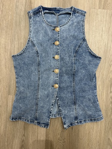 Shein denim waistcoat size - size, l