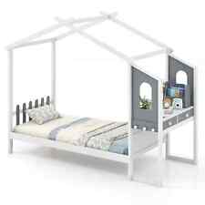 COSTWAY Single House Bed Wood