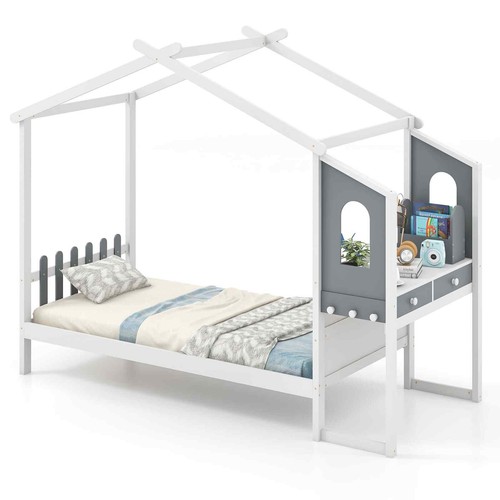 Costway single house bed wood - single,