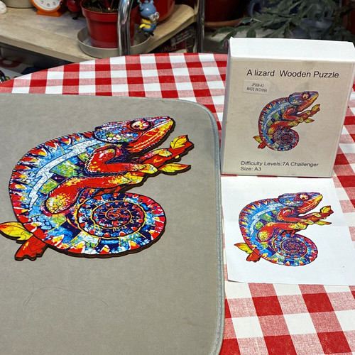 Wooden puzzle lizard - wooden, a3