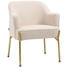 HOMCOM Fabric Armchair Accent Chair w/ Metal Legs for Living Room Bedroom Cream
