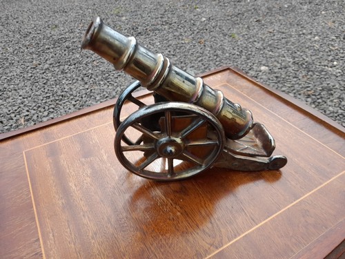 Vintage brass cannon - vintage, 9"