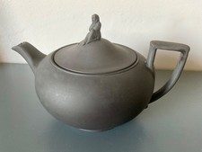 WEDGWOOD RARE BLACK BASALT JASPER VINTAGE ANTIQUE SYBIL FINIAL TEA POT 1924 VGC