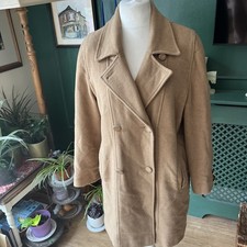 Vintage David Barry Cashmere Wool Blend 3/4 Camel Coat Size 14