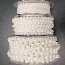 PEARL CHAIN BEAD RIBBON 3mm/4mm/6mm/8mm White Silver Gold String Trim CUT PER 1M