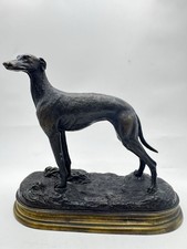 Bronze Greyhound Sculpture After PJ Mene Signed Animalier Style Bronze Base Z7