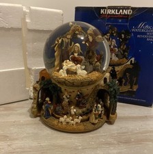 Kirkland Musical Waterglobe with Revolving Base Nativity scene xmas snow globe