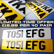 PAIR OF Luxury 4D 3mm MOT/ROAD Legal Car Registration Number Plates 3D Raised