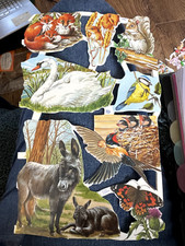 Vintage embossed die cut paper scraps MLP #1562 ENGLISH WILDLIFE