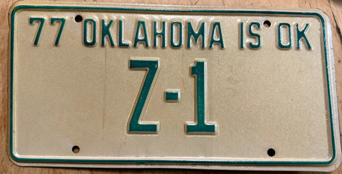 1977 oklahoma vanity - 1977, license