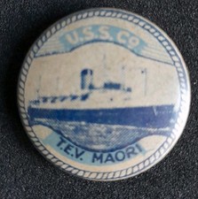 USSCo TEV Maori - Union Steamship Company Of New Zealand Old Souvenir Badge