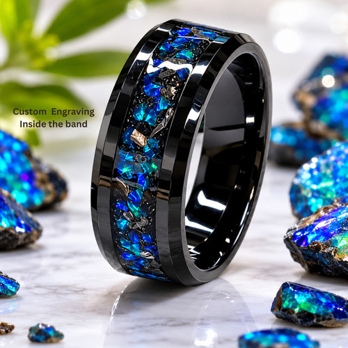 8mm blue green opal inlay - green,