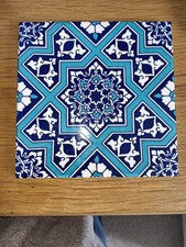 Turkish Iznik Geometric Decorative Ceramic Tile/Coaster/Trivet