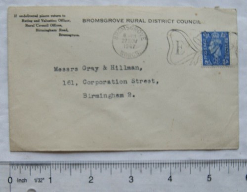 1947 envelope bromsgrove rural - envelope,