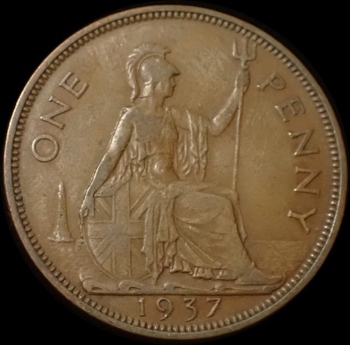 One penny 1937 george vi - george,