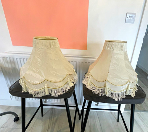 Pair cream fringed tassel - cream,