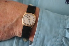 JW Benson Wristwatch 9k Solid Gold 1953 Sun-Ray Dial Manual Movement Luxury T...