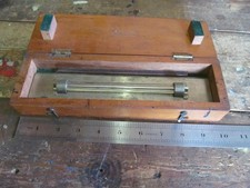 small brass parallel rolling rule,draftman instrument.fitted box 10" long