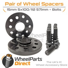 Wheel Spacers (2) & Bolts 15mm for VW Golf R [Mk6] 09-13 On Original Wheels