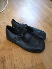 Kickers Kick T Bar mary Jane Shoes Black Leather Women's UK 6 EU 39 Free UK P+P