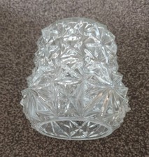 Art Deco Style Vintage cut glass Lamp Shade.   14cm dia, 13cm high