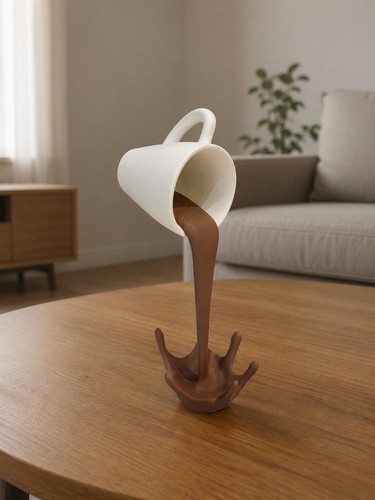 Floating coffee cup sculpture - floating,