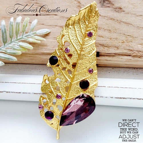 Pendant golden leaf brooch - golden,