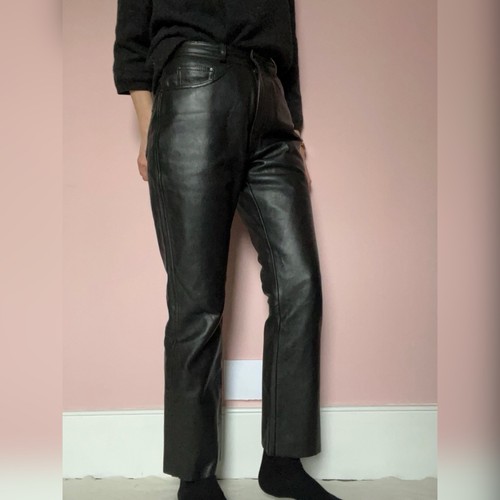 Black real leather biker - leather,